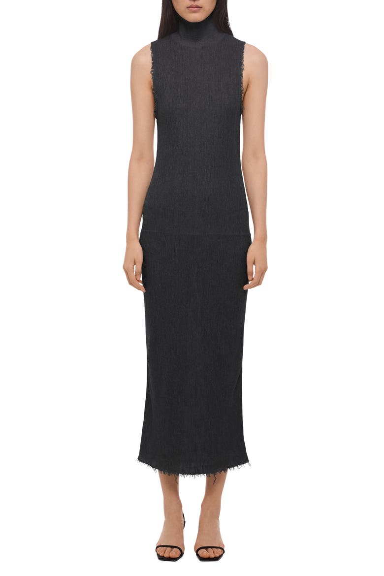Mock Neck Sleeveless Maxi Sweater Dress, Main, color, BLACK