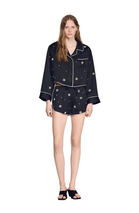 Beaded and rhinestone shorts