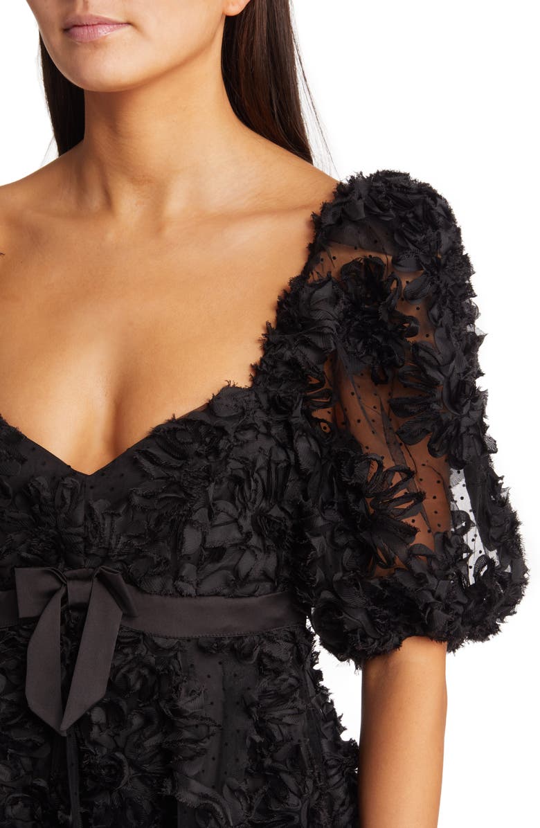 For Love & Lemons Astrid Embroidered Back Cutout Flock Dot Gown, Alternate, color, 