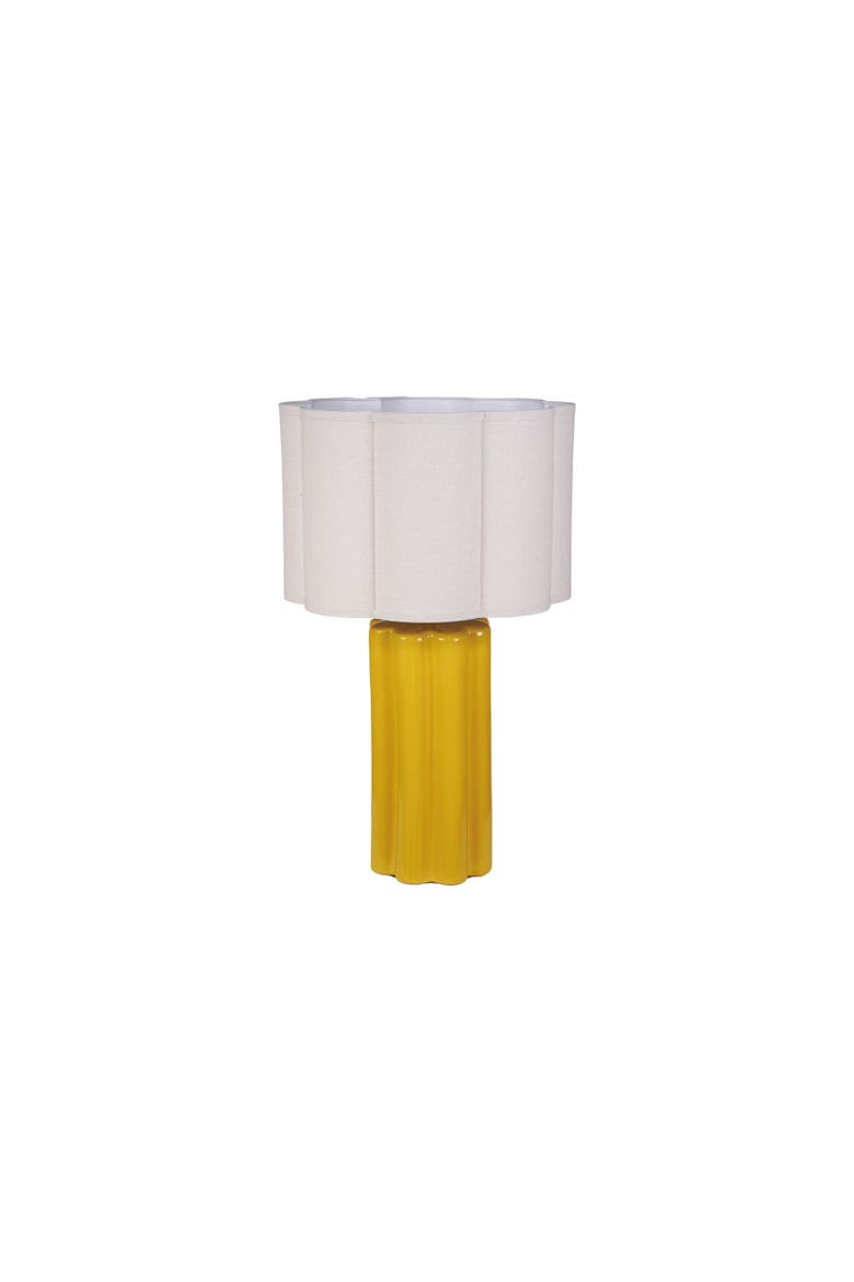 Fluted Table Lamp with Scalloped Shade, Main, color, Yellow