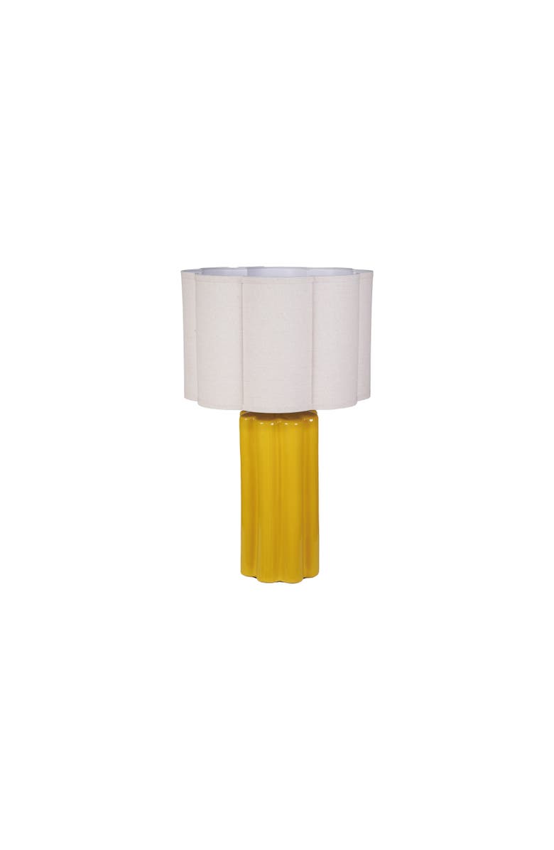 Storied Home Fluted Table Lamp with Scalloped Shade, Main, color, Yellow