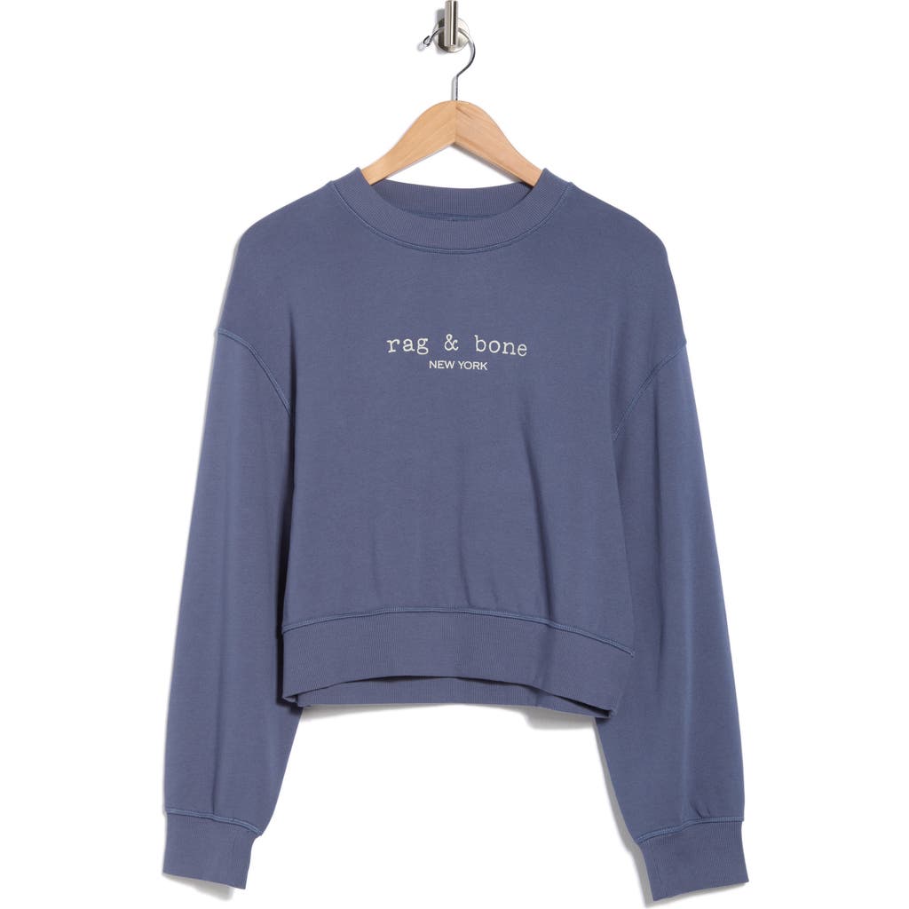 Rag & Bone Logo Terry Sweatshirt In Blue