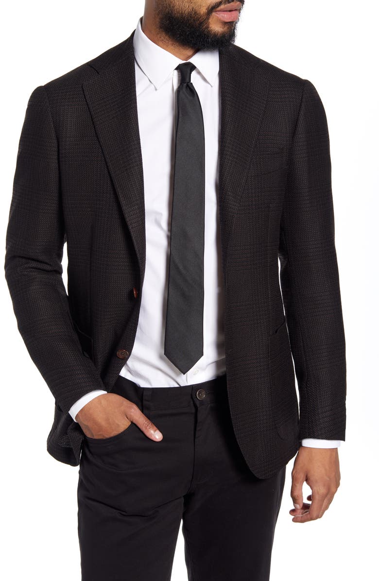 Ring Jacket Balloon Trim Fit Plaid Wool Sport Coat, Main, color,