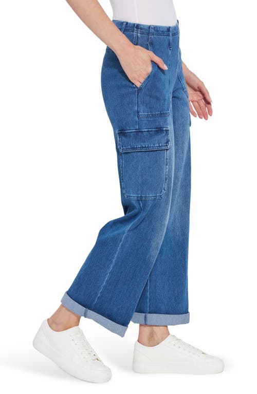 Lyssé Scout High Rise Cuffed Cargo Jeans In Mid Wash In Midwash