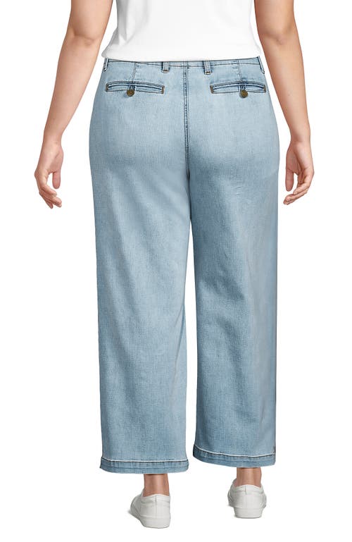 Lands' End Plus Size Mid Rise Denim Wide Leg Ankle Jeans In Breeze Blue Wash