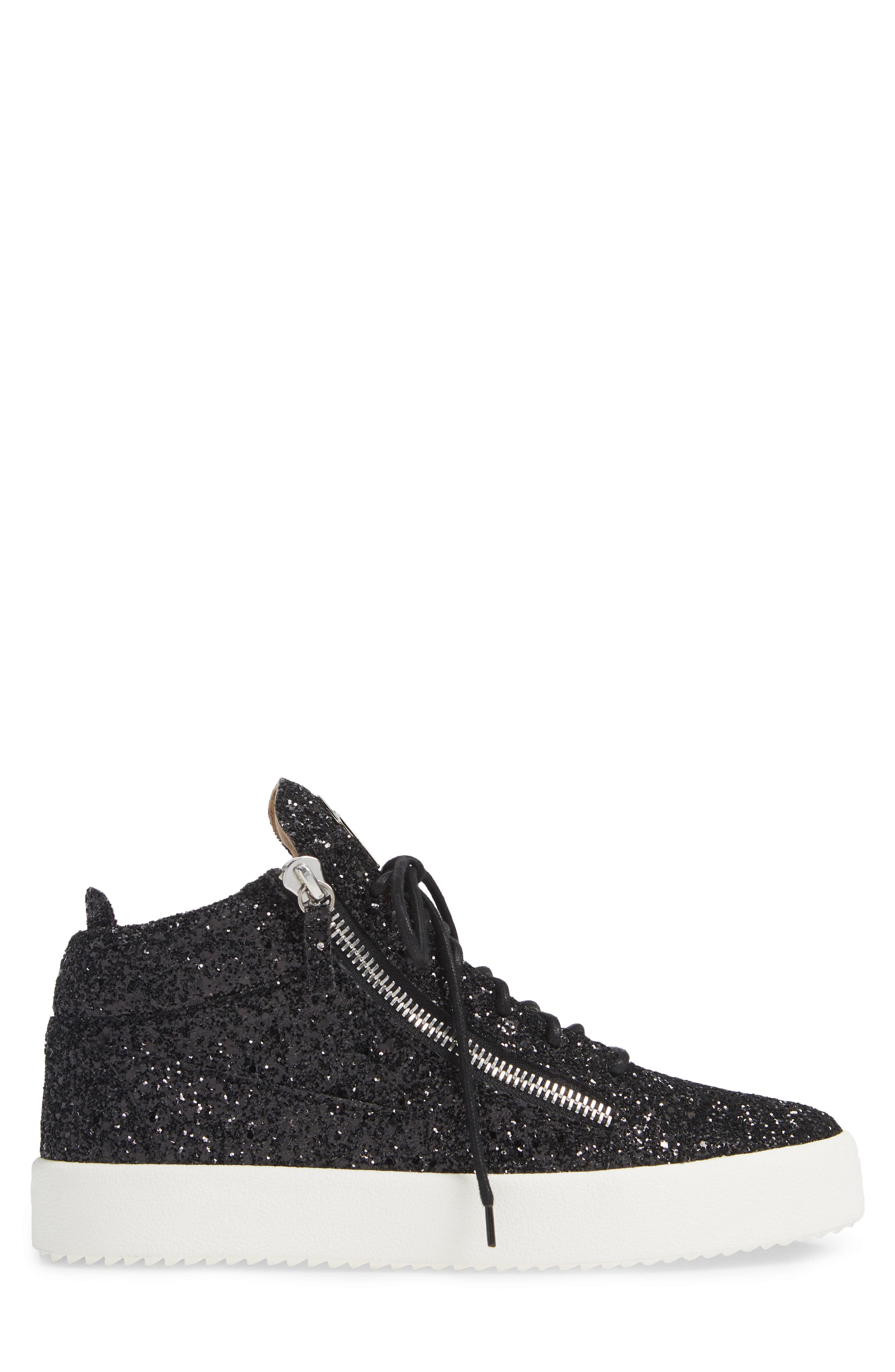 Giuseppe Zanotti Glitter Mid Top Sneaker, Alternate, color, 