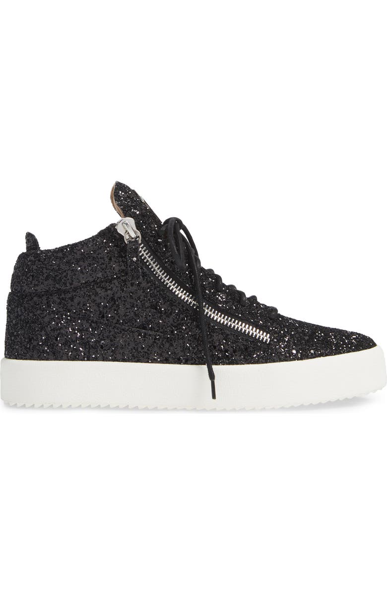 Giuseppe Zanotti Glitter Mid Top Sneaker, Alternate, color,
