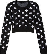Dolce&Gabbana Logo Jacquard Crop Crewneck Sweater