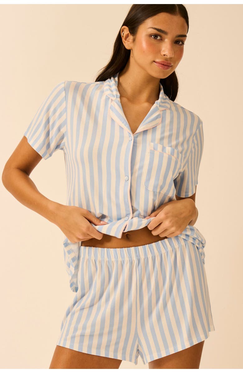 Stripe & Stare Short Pyjama Set, Alternate, color, Serenity Stripe