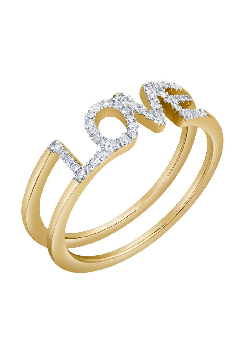 Amorra 0.15 Cts Natural Diamond LOVE 14K Gold Ring, Alternate, color, 14K Yellow Gold