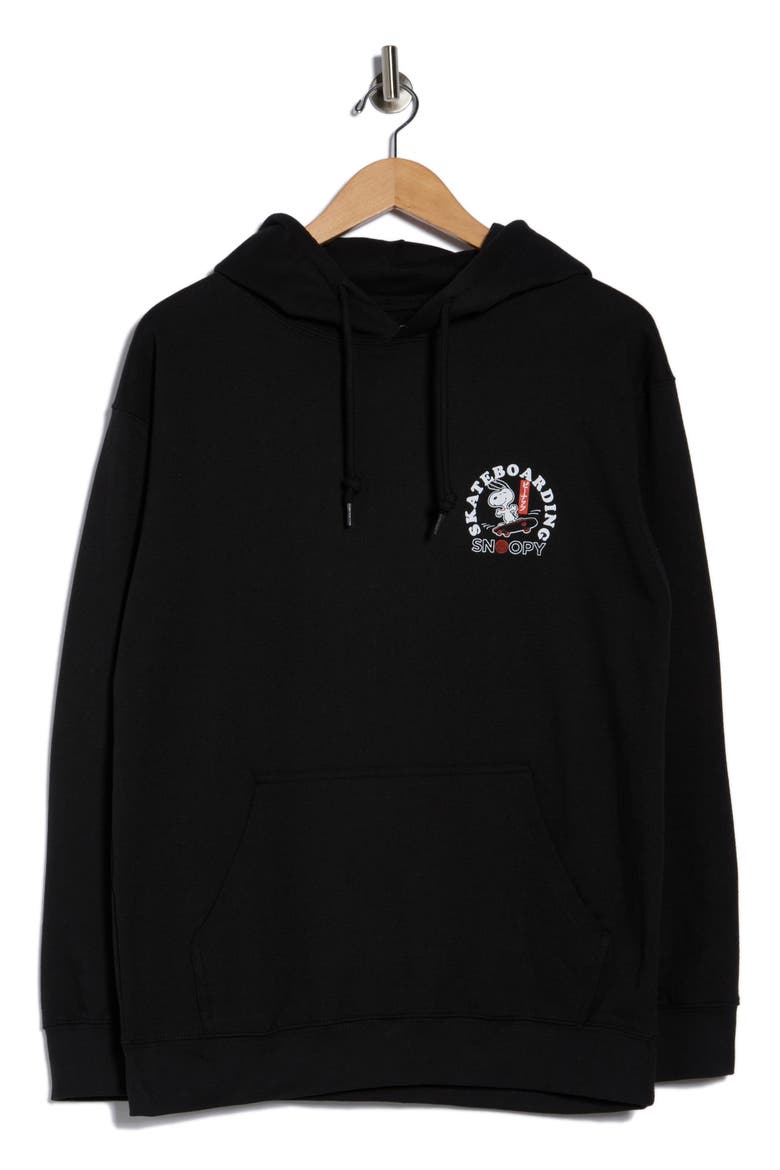 Snoopy Skateboarding Graphic Hoodie, Alternate, color, BLACK