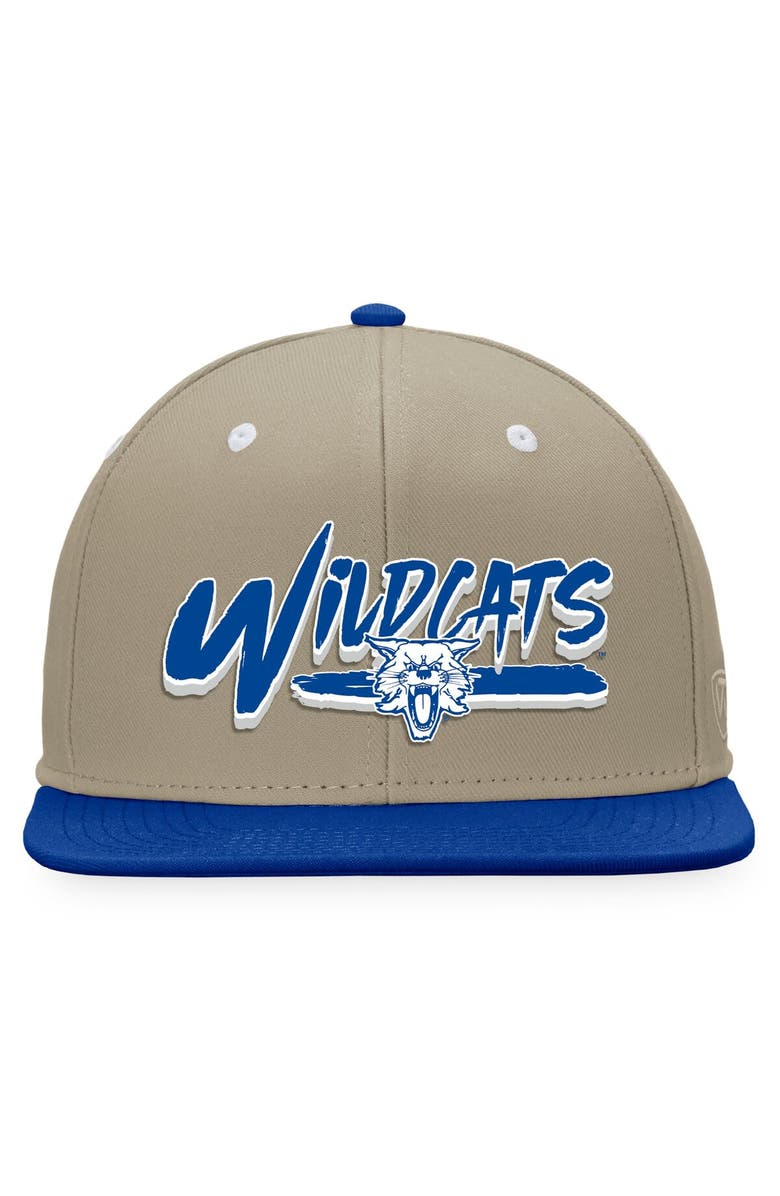 TOP OF THE WORLD Men's Top of the World Khaki/Royal Kentucky Wildcats Land Snapback Hat, Alternate, color, Khaki
