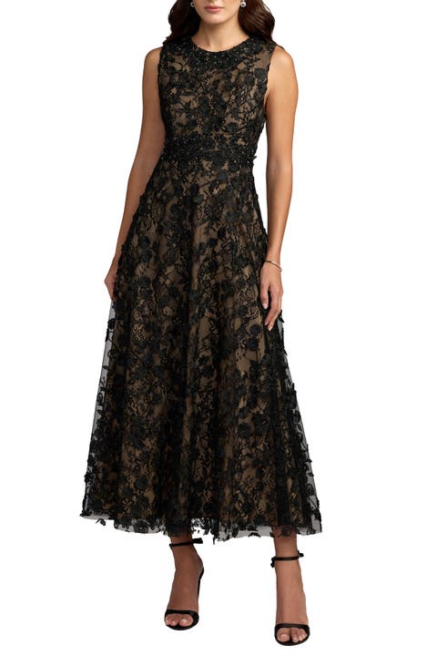Petite Floral Embroidered High Neck Midi Dress