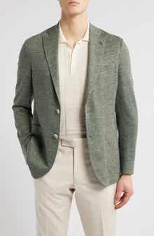 Jack Victor Hartford Green Mélange Knit Linen & Wool Blend Sport Coat