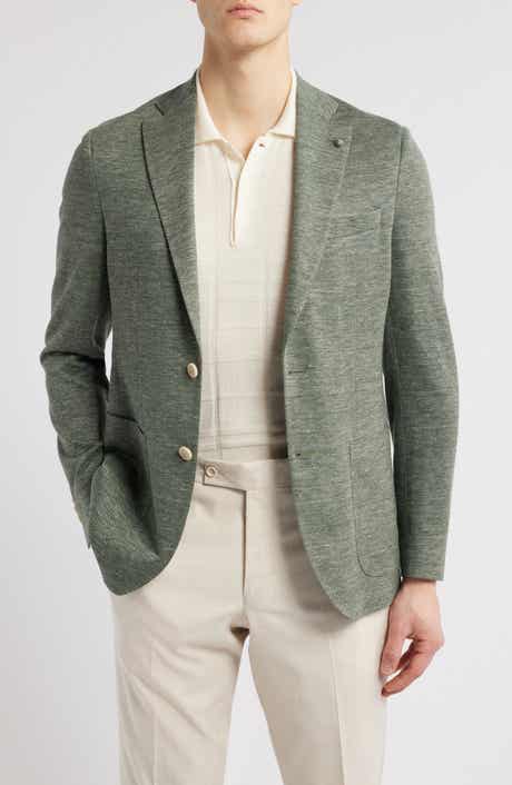 Jack Victor Hartford Green Mélange Knit Linen & Wool Blend Sport Coat