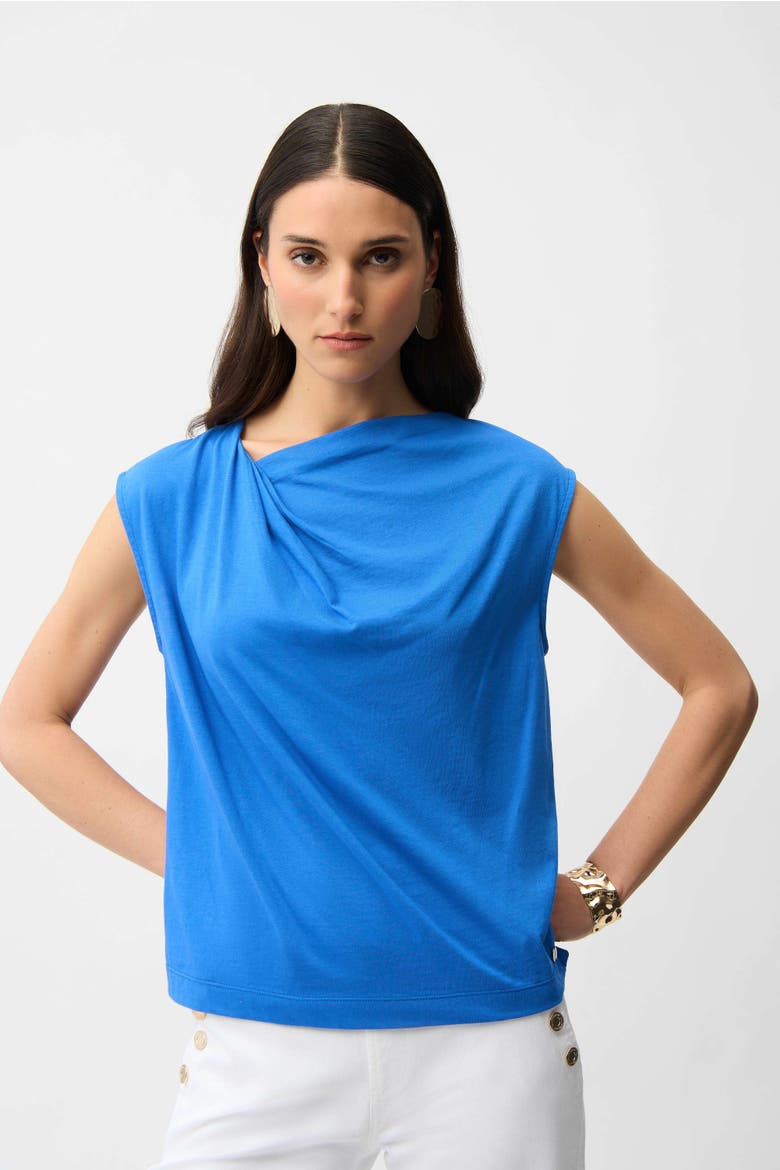 Cotton Top With Asymmetrical Collar, Main, color, Harbor Blue