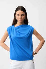 Joseph Ribkoff Cotton Top With Asymmetrical Collar