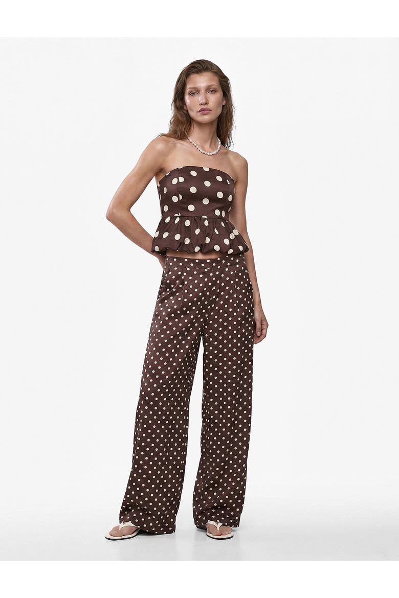 Flowy Wide Leg Baggy Polka Dot Pants, Main, color, BROWN DESIGN