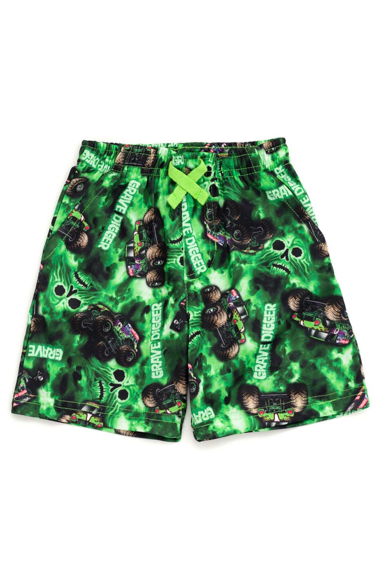 Monster Jam Grave Digger T-Shirt & Mesh Shorts Set, Alternate, color, Gray