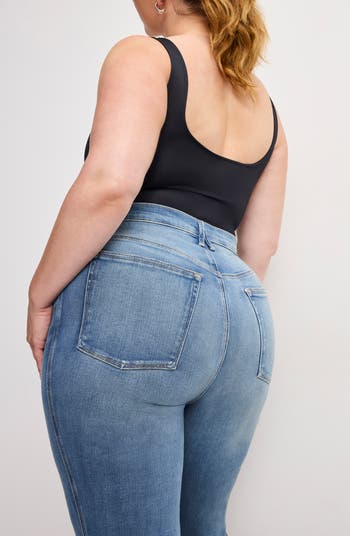 Soft-Tech Good Flare Raw Hem High Waist Ankle Flare Jeans