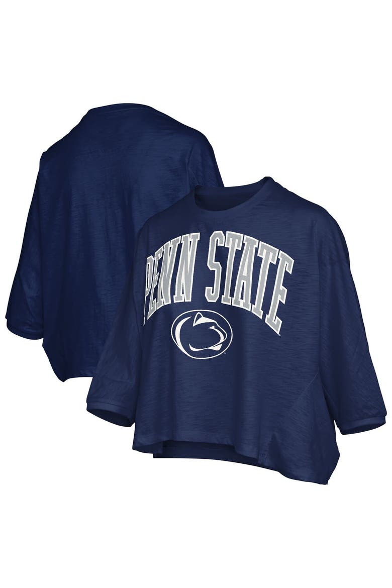 Women's Pressbox  Navy Penn State Nittany Lions Midi Arch Over Logo Oversized T-Shirt, Main, color, Navy