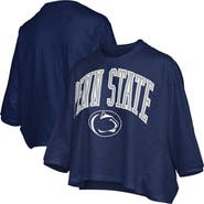 PRESSBOX Women's Pressbox Navy Penn State Nittany Lions Midi Arch Over Logo Oversized T-Shirt