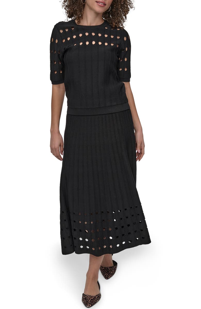 DKNY Short Sleeve Neck Cutout Sweater, Alternate, color,