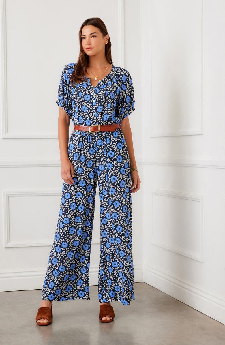 Karen Kane Floral Button-Up Peasant Top, Alternate, color, Floral Print