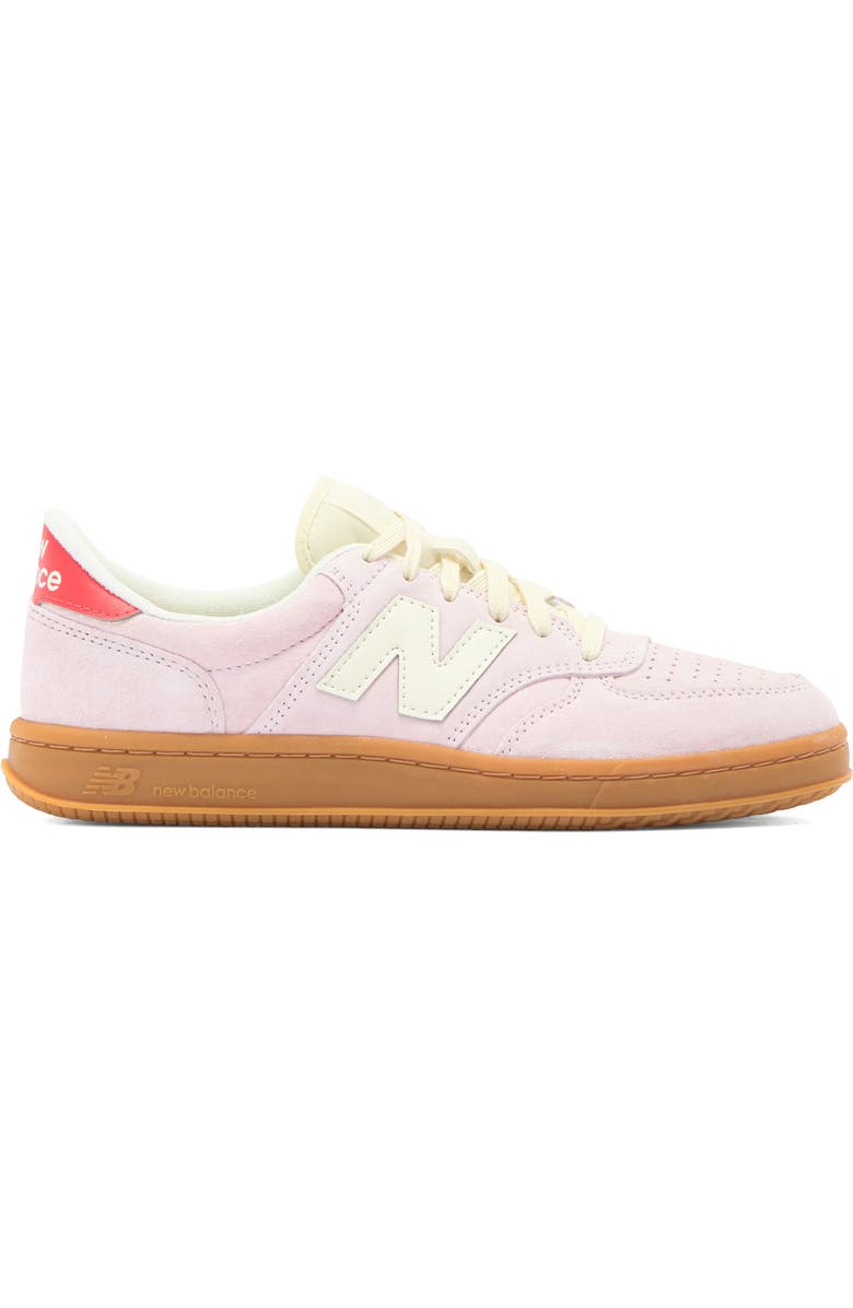 New Balance Gender Inclusive T500 Tennis Sneaker, Alternate, color, Rose Sugar/ Blast Red