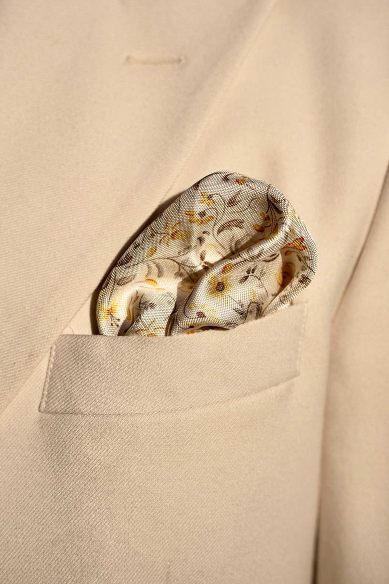 Italo - Double Sided Silk Pocket Square for Men, Main, color, Yellow