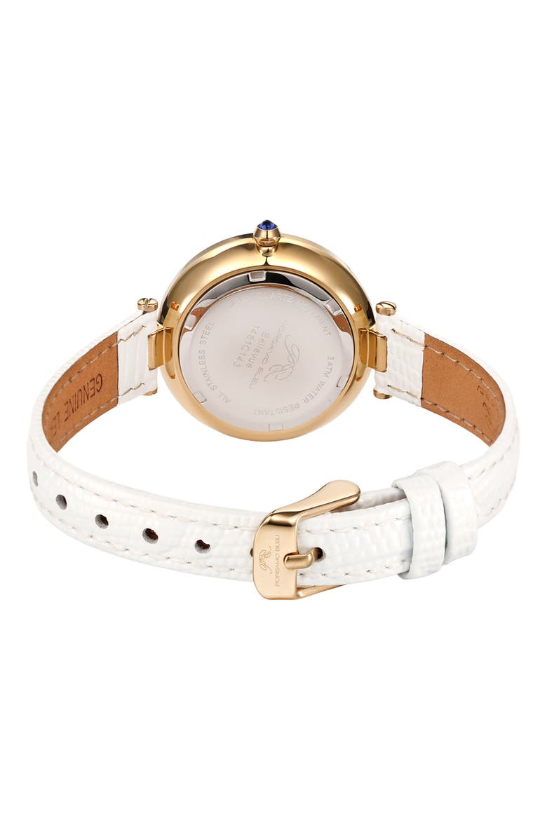 Bellevue Leather Strap Watch, 32mm, Alternate, color, WHITE GOLD TONE
