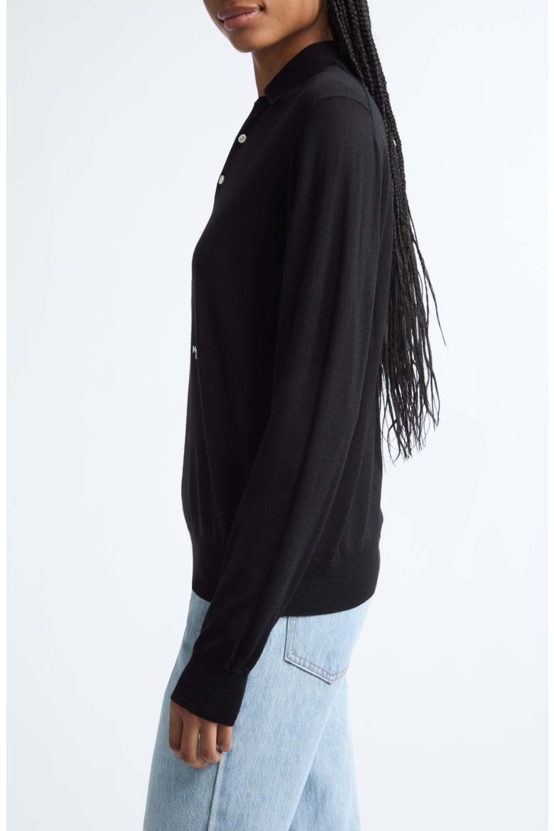 Wool & Cashmere Polo Sweater, Alternate, color, BLACK