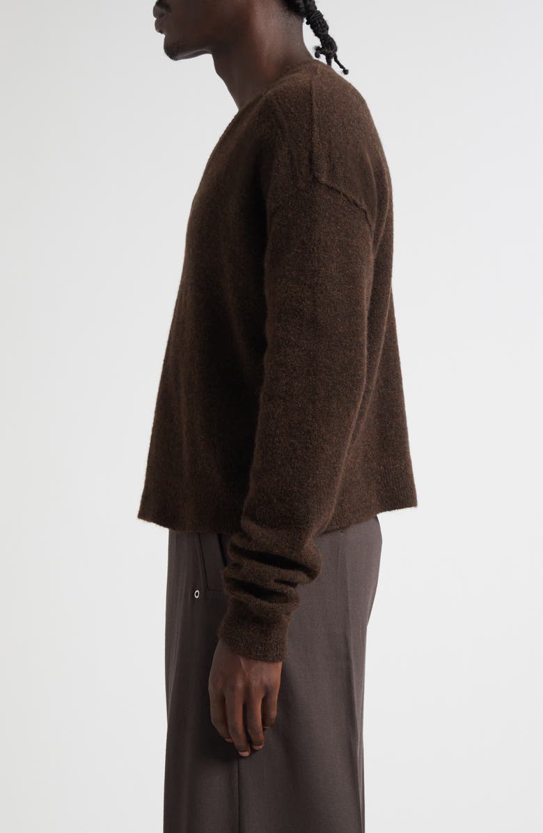 Rick Owens Tommy Alpaca & Wool Blend V-Neck Sweater, Alternate, color, Brown