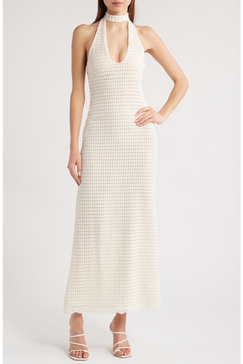 Golden Age Knit Halter Maxi Dress, Main, color, BEIGE