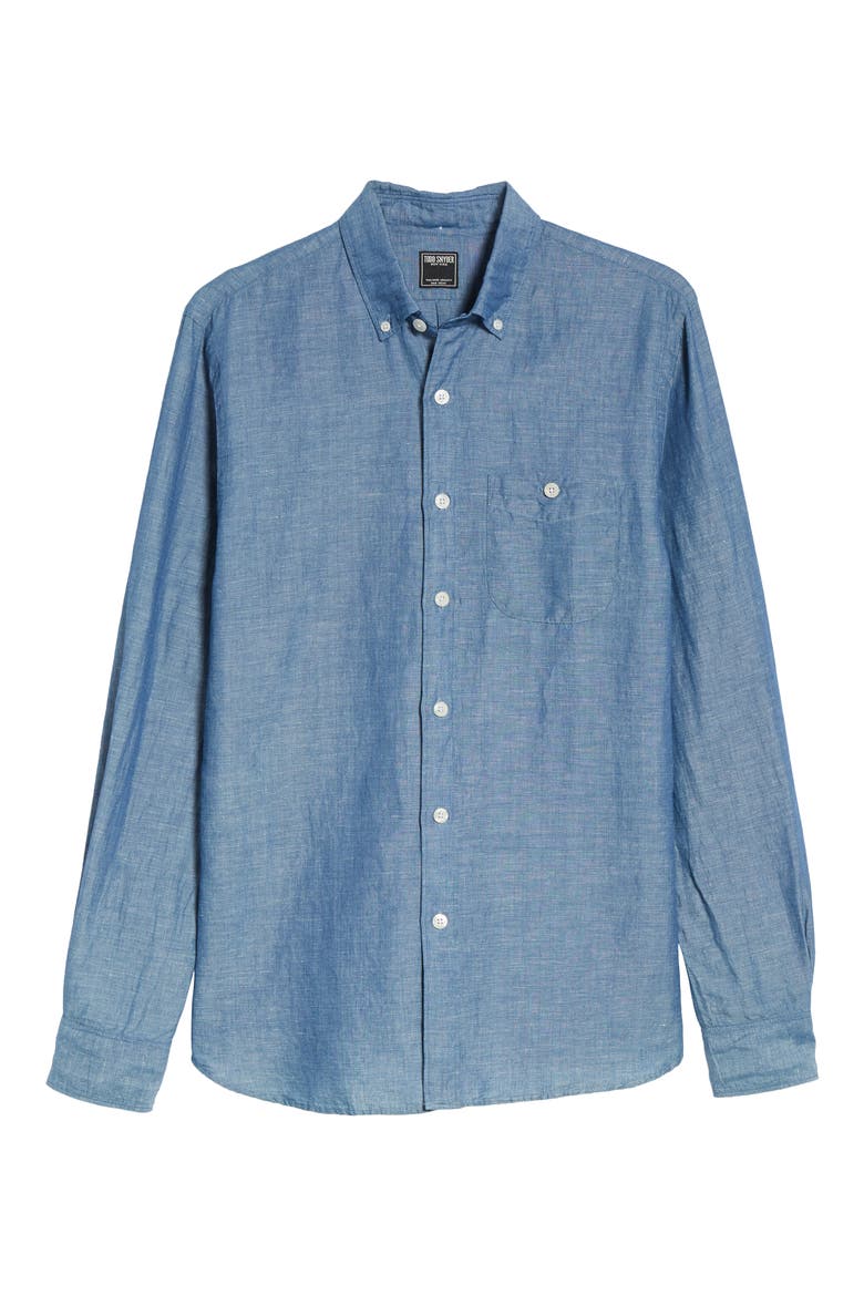 Patch Pocket Chambray Sport Shirt, Alternate, color, INDIGO