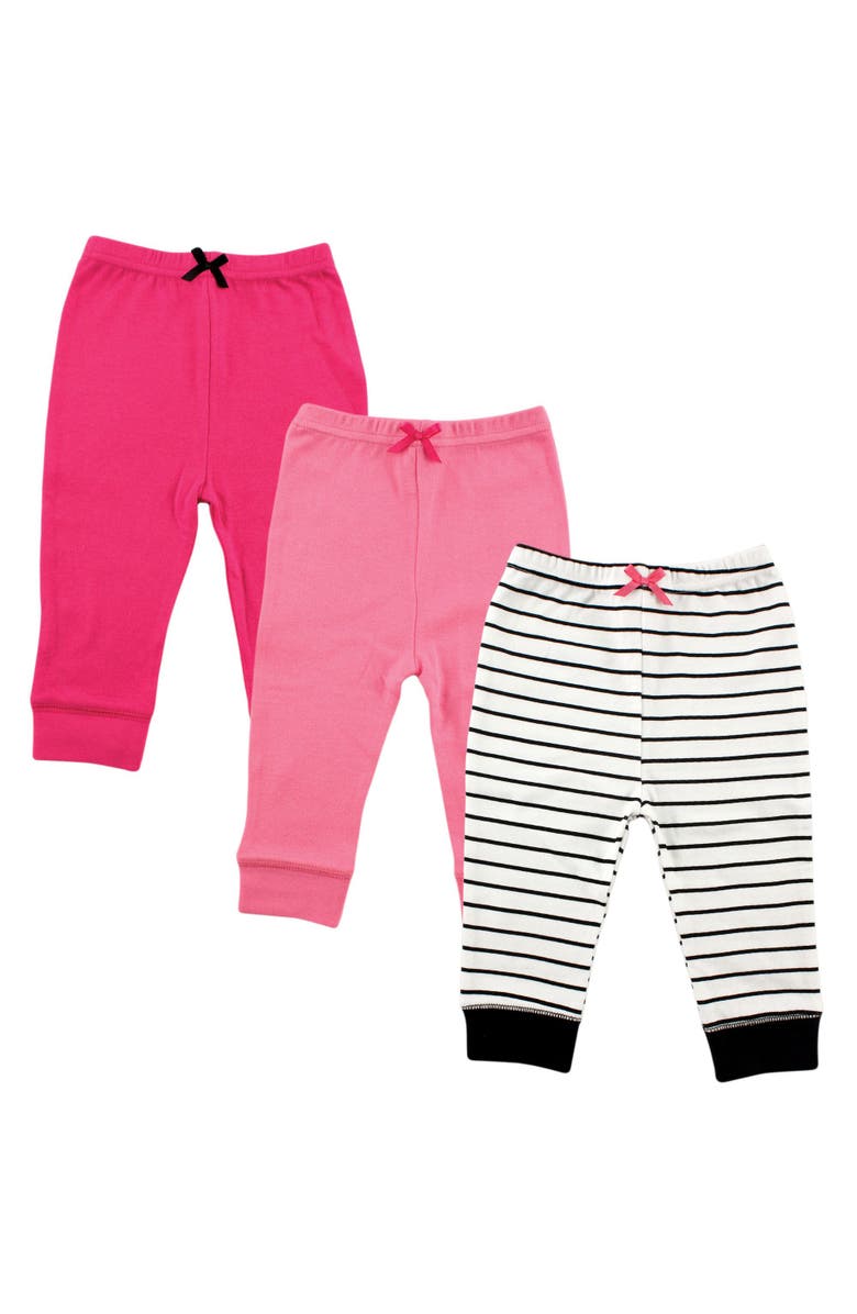 Luvable Friends Durable Soft Cotton Pants, Main, color, Girl Black Stripe