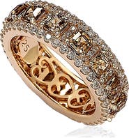 SUZY LEVIAN Brown & White Cubic Zirconia Eternity Band Ring