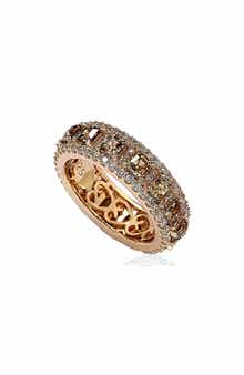 SUZY LEVIAN Brown & White Cubic Zirconia Eternity Band Ring