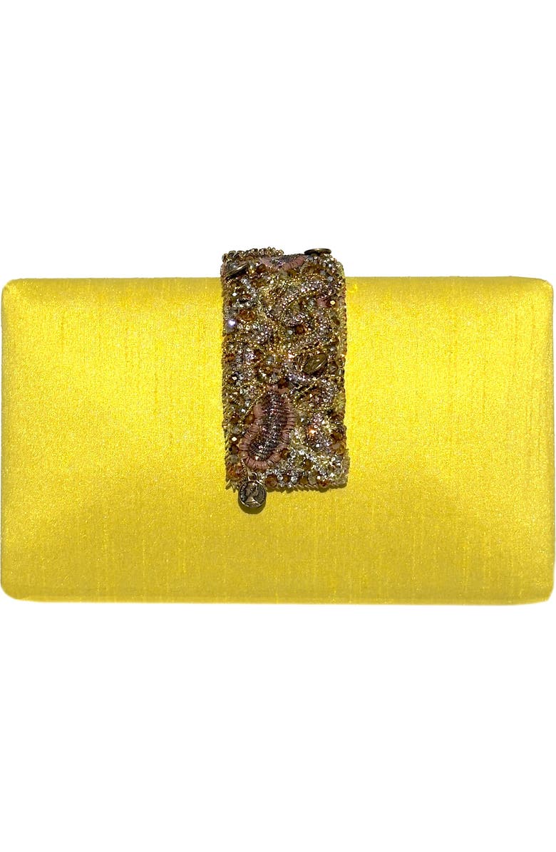 Simitri Sunflower Beaded Fringe Clutch, Main, color, Sunflower