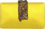 Simitri Sunflower Beaded Fringe Clutch