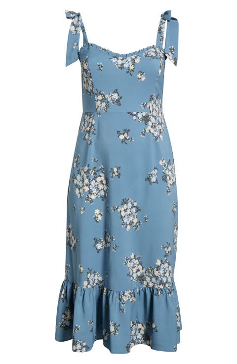 Moxie Floral Baker Tie Strap Midi Dress (Plus)