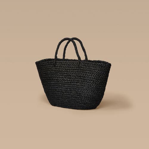 Indego Africa Braided Raffia Day Bag Black