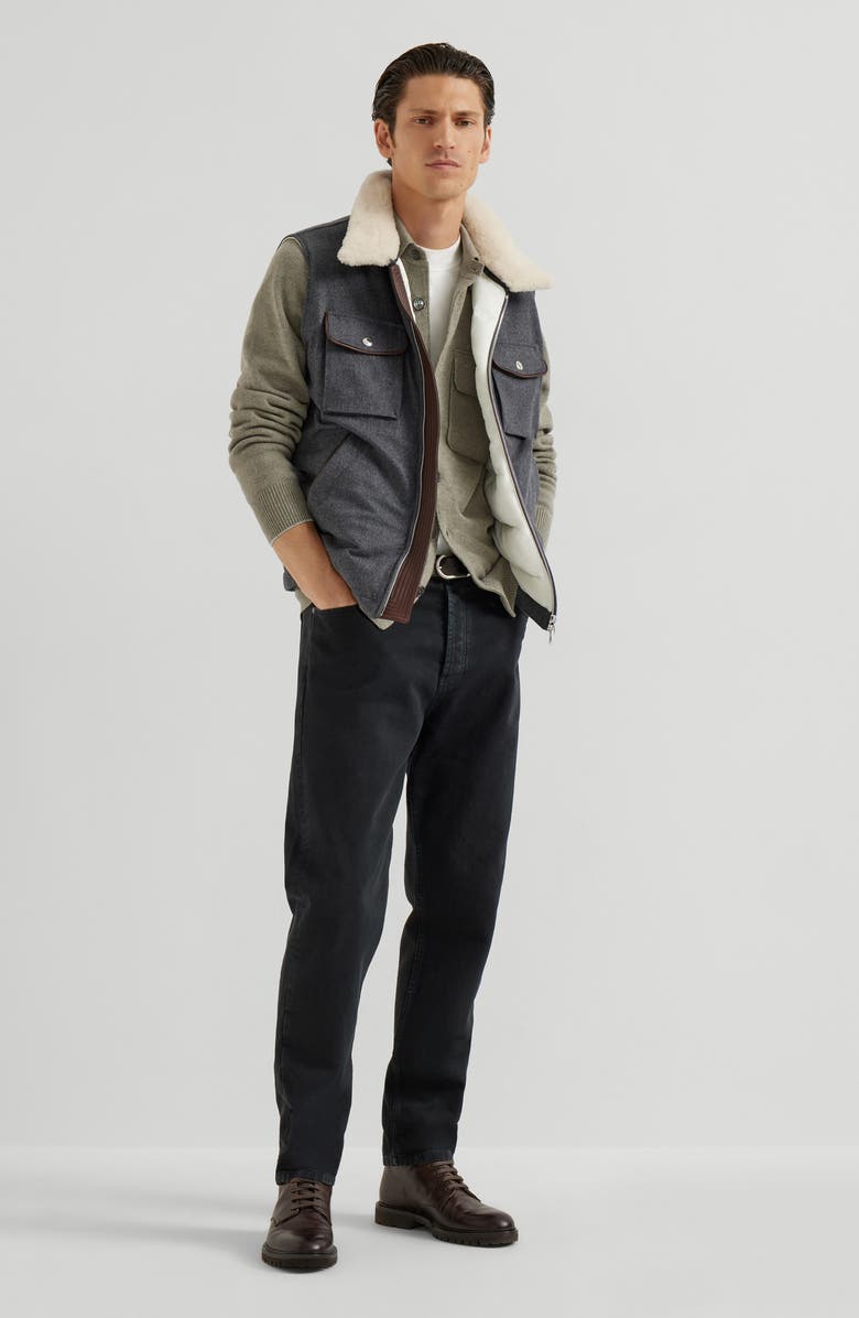 Brunello Cucinelli Flannel down vest, Alternate, color, Anthracite