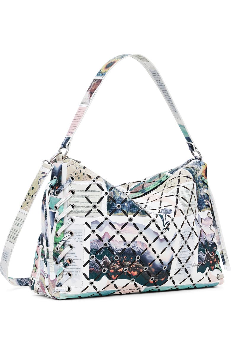 Desigual Medium Collage Perforated Crossbody Bag, Alternate, color, Off White