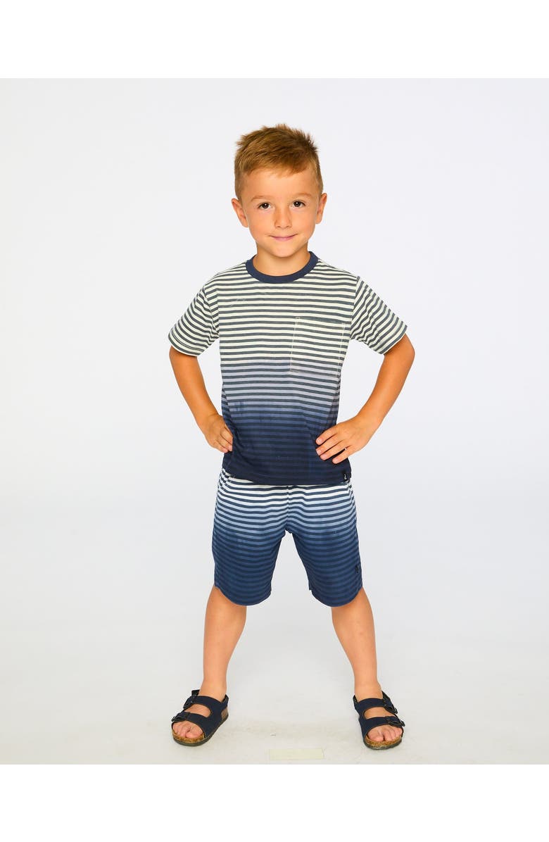 Deux par Deux Organic Cotton Gradient Stripes Short Sleeve T-Shirt, Alternate, color, Striped Gradient Blue