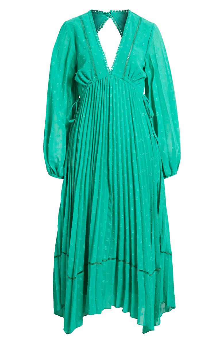 ASOS DESIGN Pleated Dobby Midi Dress, Alternate, color,