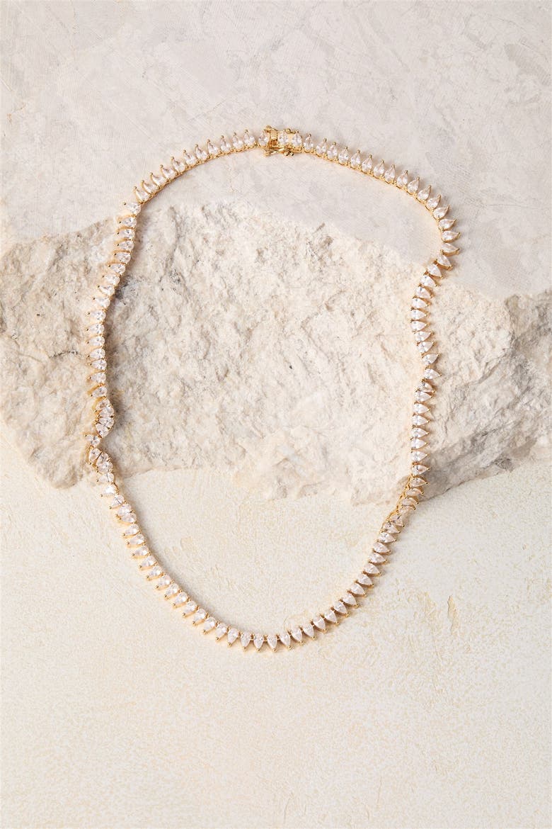 Teardrop Tennis Necklace, Alternate, color, Gold