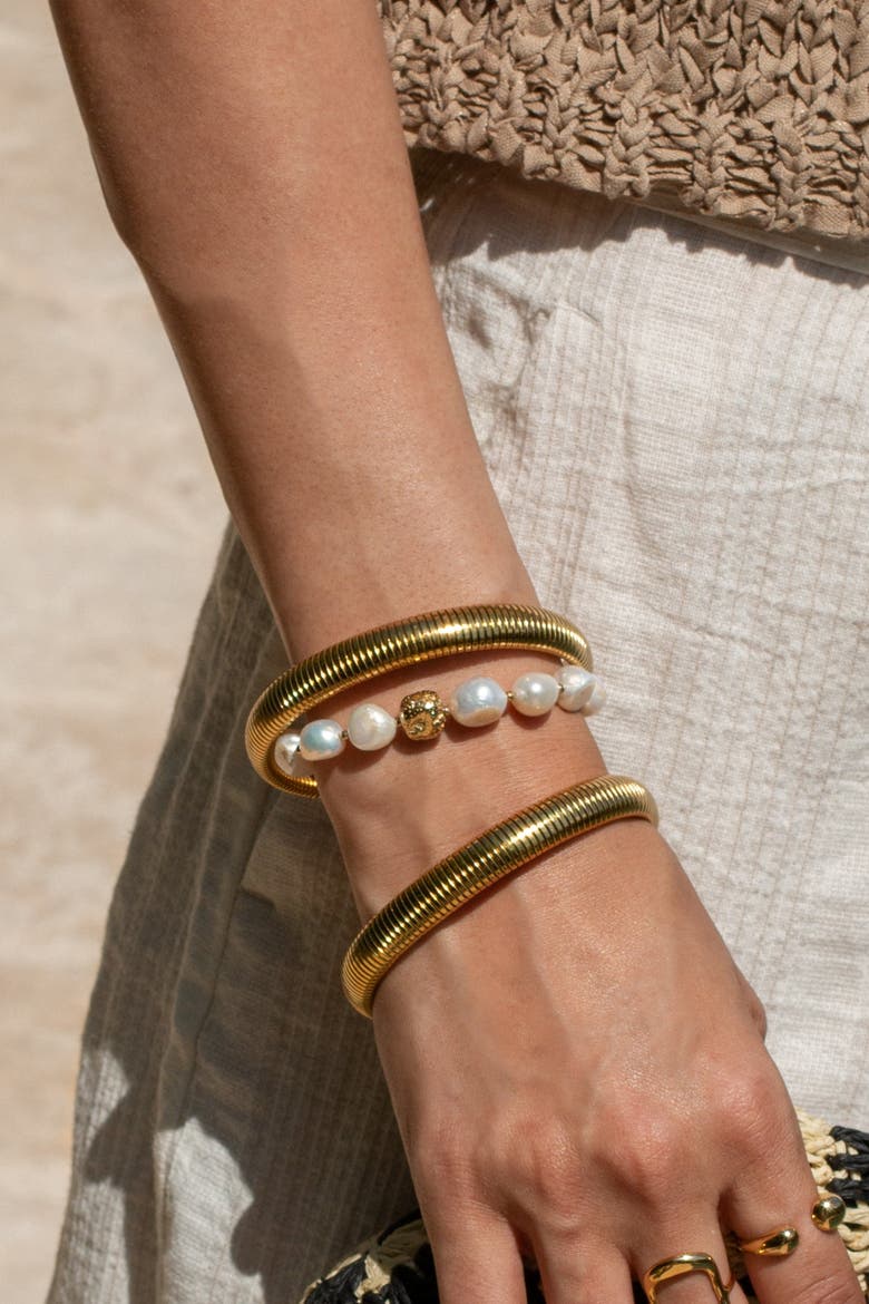 Costa Thin Bracelet, Alternate, color, Gold