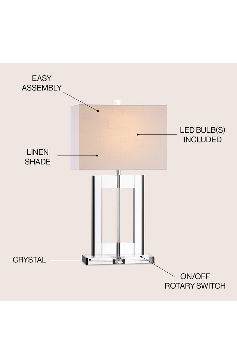 JONATHAN Y Parish 26" Crystal LED Table Lamp, Clear/Black, Alternate, color, Clear/Black