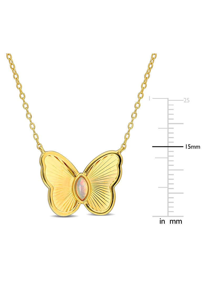 Marquise Cut Ethiopian Blue Opal Butterfly Pendant Necklace, Alternate, color, GOLD